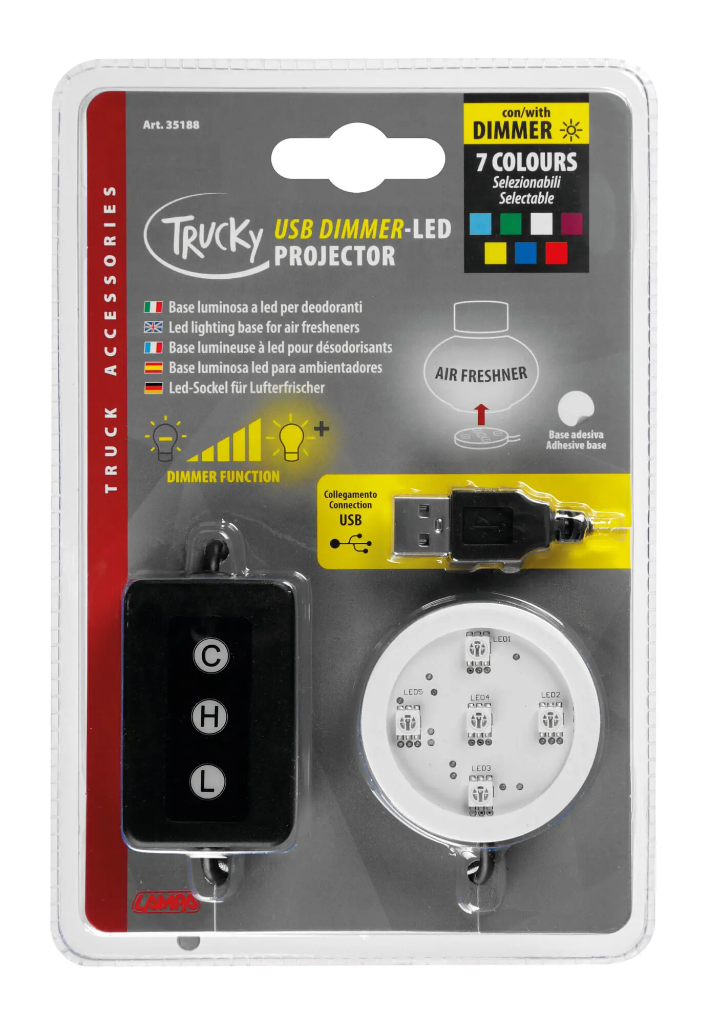 Trucky Led, base luminosa a led, USB - 7 colori con dimmer - foto 1
