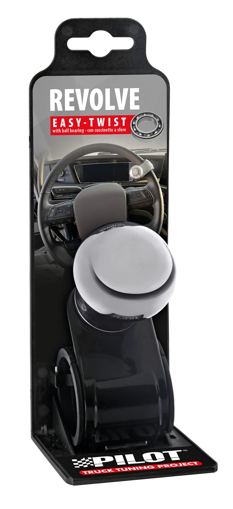 Pomelle volante in alluminio cromato, staffa nera Ø20-40mm