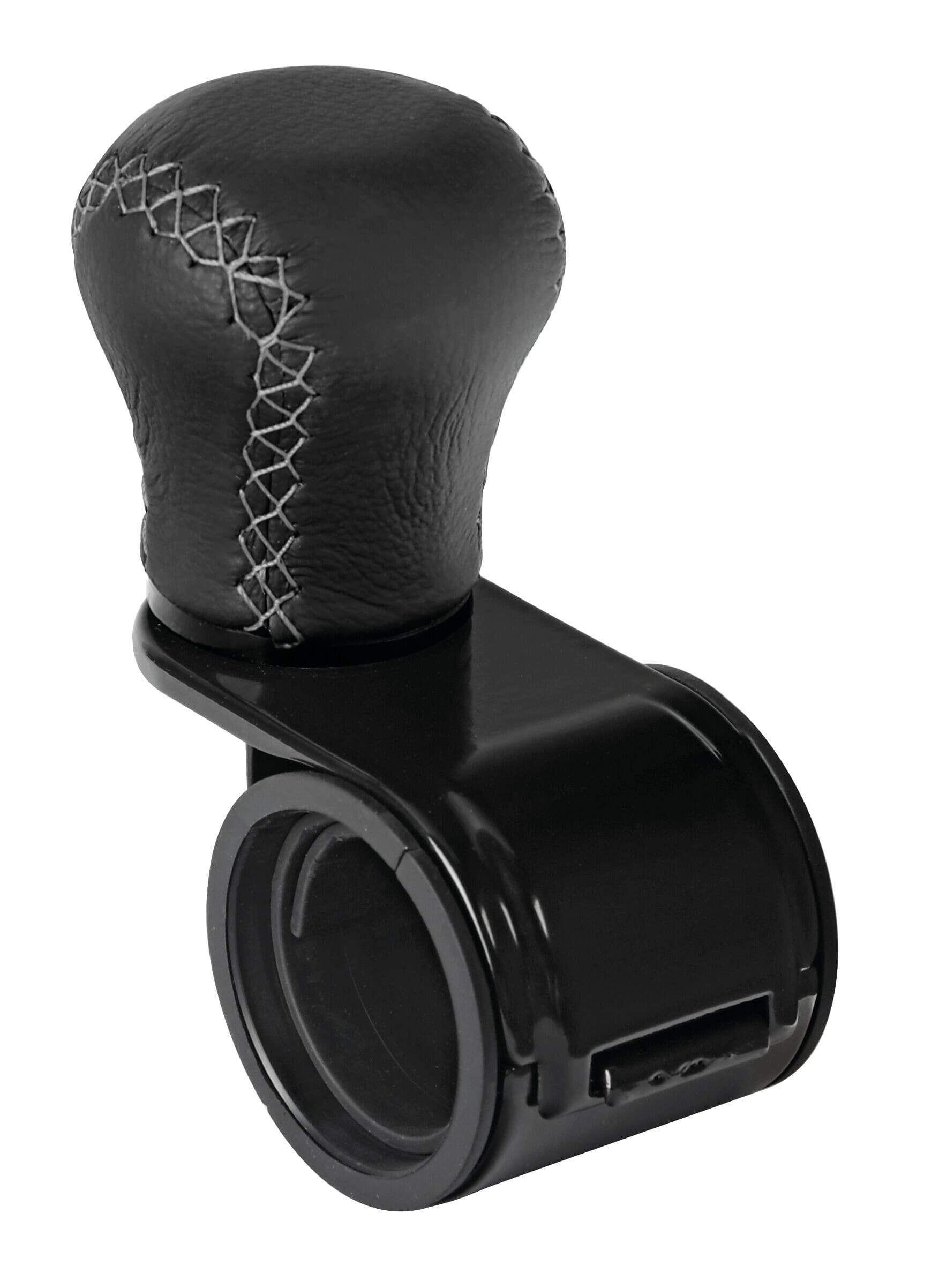 Pomelle volante in pelle con cuciture silver, staffa nera Ø20-40mm