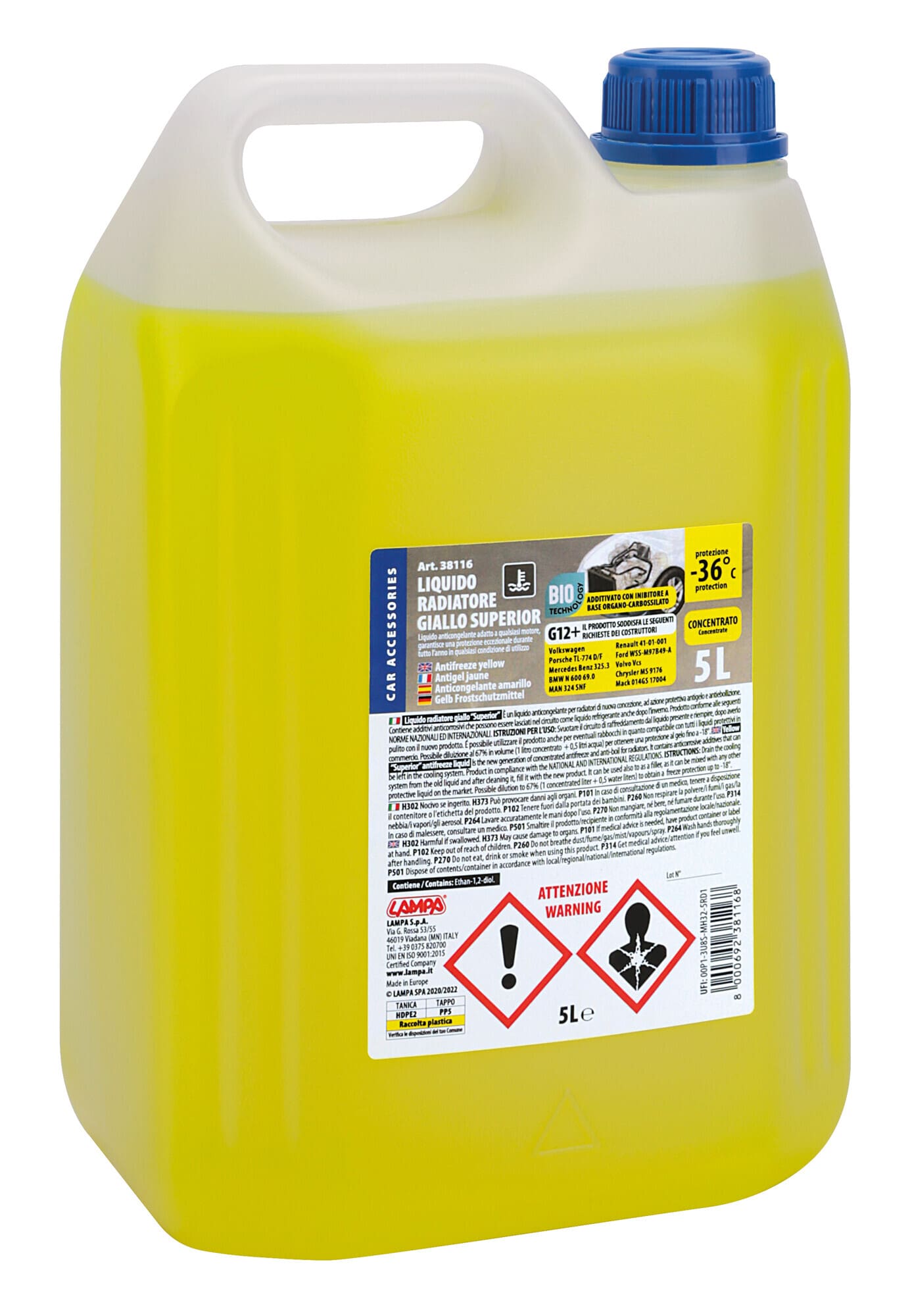 Superior-Giallo G12+, liquido antigelo radiatore concentrato (-36°C) - 5 L