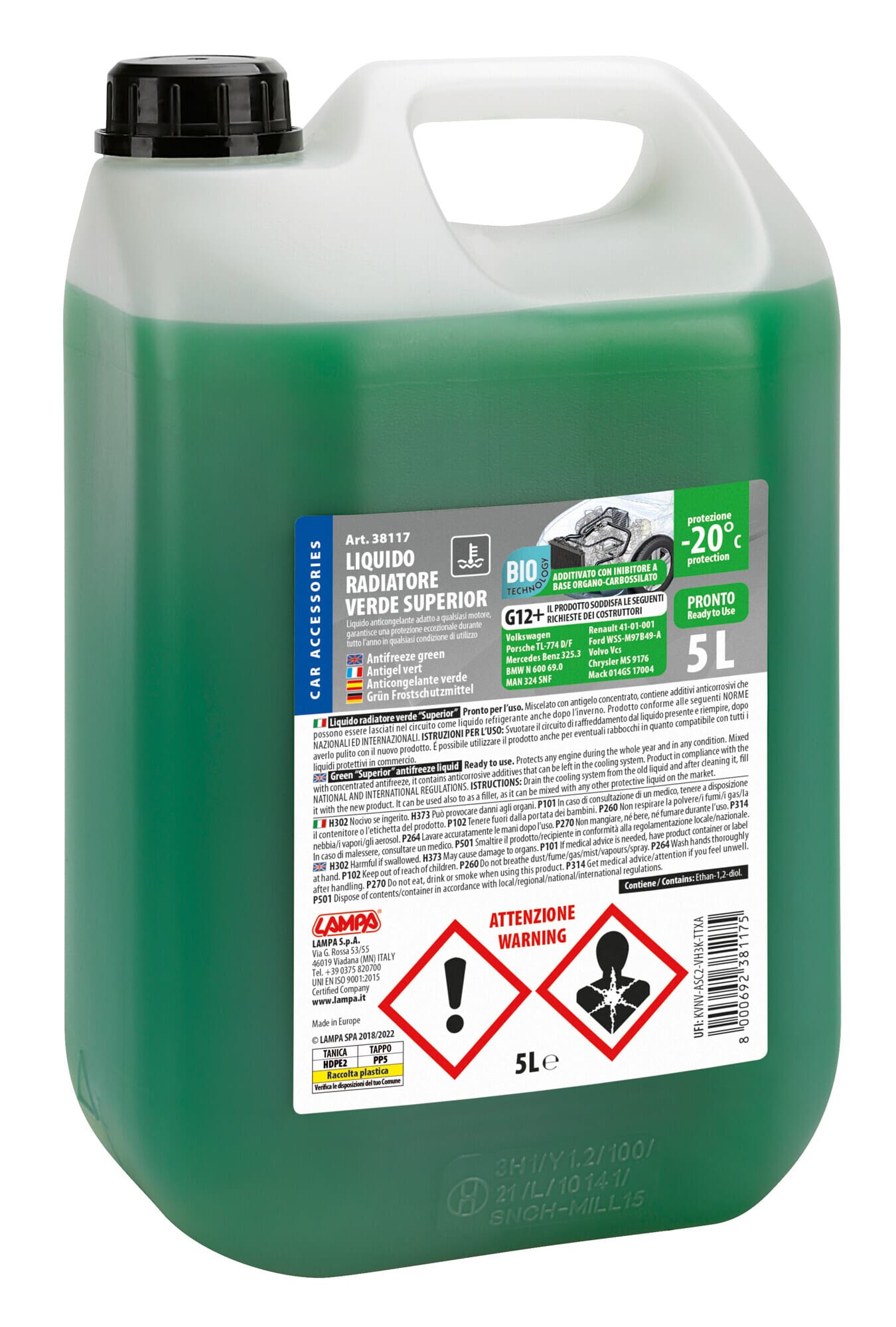 Superior-Verde G12+, liquido antigelo radiatore (-20°C) - 5 L