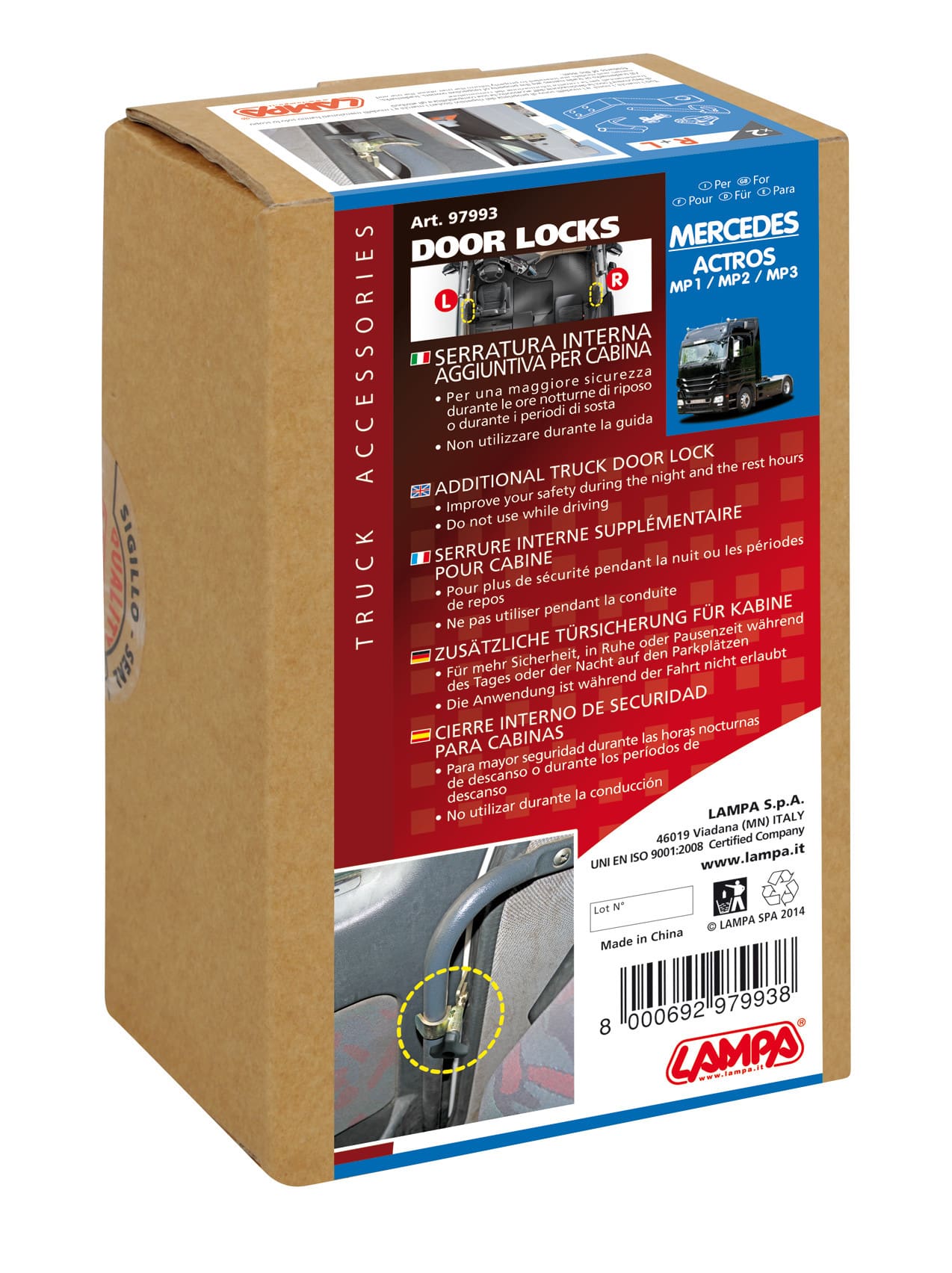 Serrature interne aggiuntive per cabina camion - compatibile per Mercedes Actros MP1 (09/96>09/03) - Mercedes Actros MP2 (04/03>12/08) - Mercedes Actros MP3 (06/08>12/13) - immagine 2