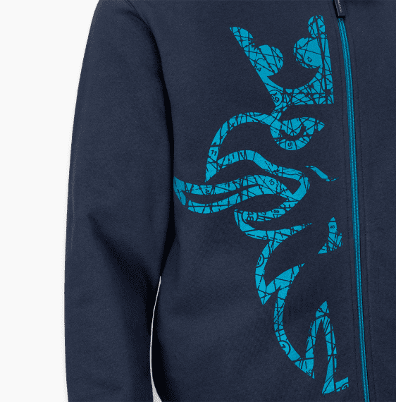FELPA CON CAPPUCCIO BASE DA UOMO BLU NAVY CON CERNIERA E GRIFONE - immagine 2